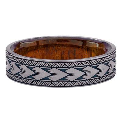 Men's Maori Band with Koa Wood in Tantalum, 7MM
