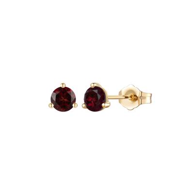 Garnet Stud Earrings in 10K Yellow Gold