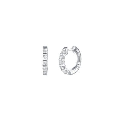 1/2 ct. tw. Diamond Channel Set Hoop Earrings in 10K White Gold