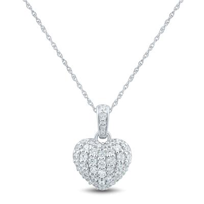 Lab Grown Diamond Pavé Heart Pendant in 14K White Gold (1/2 ct. tw.)