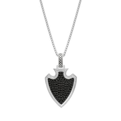 Men's Black Diamond Shield Pendant in Sterling Silver (1 1/3 ct. tw.)