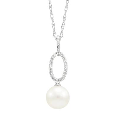 Freshwater Pearl & Lab-Created White Sapphire Pendant in Sterling Silver