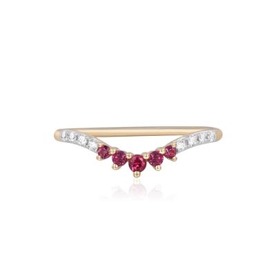 Rhodolite Garnet and Lab-Created White Sapphire Contour Ring in 10K Yellow Gold