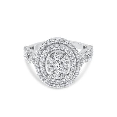 Diamond Halo Engagement Ring in 10K White Gold (1 ct. tw.)