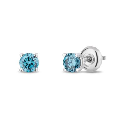 Lab Grown Diamond Blue Stud Earrings in 14K White Gold (1/2 ct. tw.)