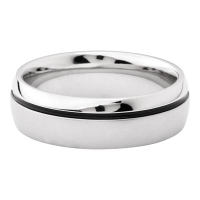 Men’s Black Cerakote Inlay Wedding Band in Cobalt, 7MM