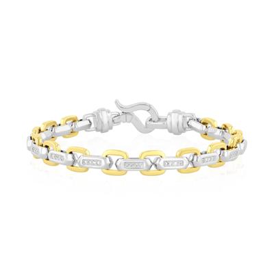 Men's Diamond Link Chain Bracelet in Sterling Silver and Vermeil (1/3 ct. tw.)