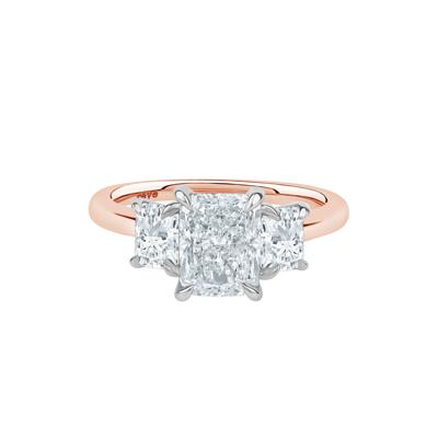 Scottie Lab Grown Diamond Radiant-Cut Three-Stone Engagement Ring in 14K White and Rose Gold (3 ct. tw.)