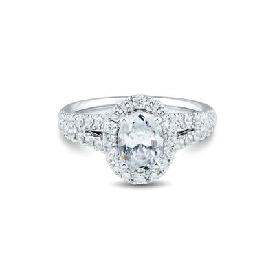 2 ct. tw. Lab Grown Diamond Halo Engagement Ring in 14K White Gold