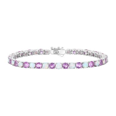 Lab-Created Opal and Lab-Created Pink Sapphire Bracelet in Sterling Silver