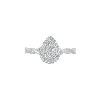 Pear-Shaped Promise Ring with Diamond Twist Band in Sterling Silver (1/4 ct. tw.)