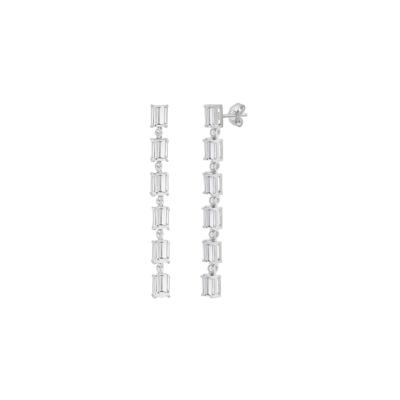 Lab-Created White Sapphire Drop Earrings in Sterling Silver