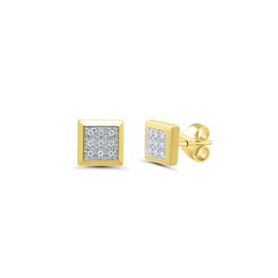 Men’s Diamond Cluster Earrings in 10K Yellow Gold (1/10 ct. tw.)
