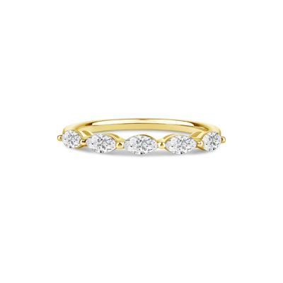 Lab Grown Diamond Marquise-Cut 5-Stone Anniversary Band in 14K Yellow Gold