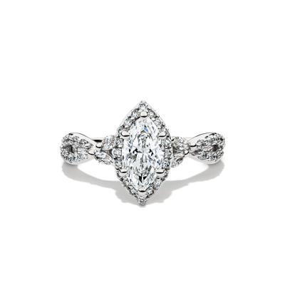 Lab Grow Diamond Marquise-Cut Halo Engagement Ring in 14K White Gold (1 1/2 ct. tw.)