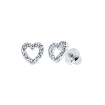 Children's Open Heart Stud Earrings in Sterling Silver