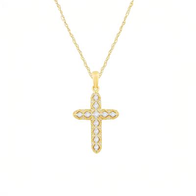 Diamond Cross Pendant in 14K Yellow Gold (1/7 ct. tw.)