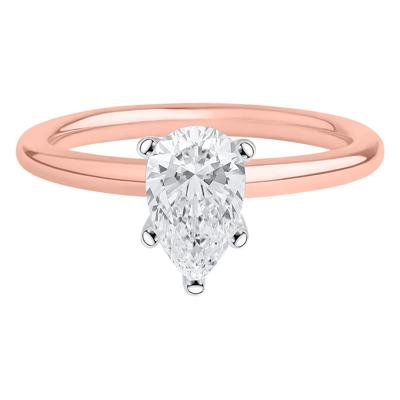 Lab Grown Diamond Pear-Shaped Solitaire Engagement Ring in 14K Rose Gold (1 ct.)