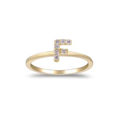 Diamond Accent "F" Initial Ring in 10K Yellow Gold