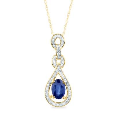 Blue Sapphire and Diamond Pendant in 10K Yellow Gold (1/8 ct. tw.)