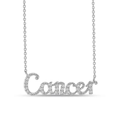 Cancer Lab Created White Sapphire Necklace in Sterling Silver