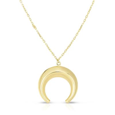 Polished Horn Necklace in 14K Yellow Gold