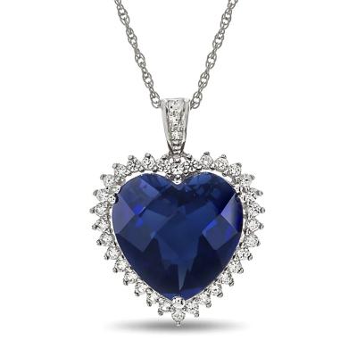 Sapphire Heart Necklace in Sterling Silver