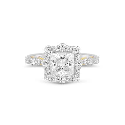 Lab Grown Diamond Princess-Cut Halo Engagement Ring in 14K White Gold (2 3/4 ct. tw.)