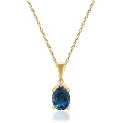 London Blue Topaz and Diamond Accent Necklace in 10K Yellow Gold