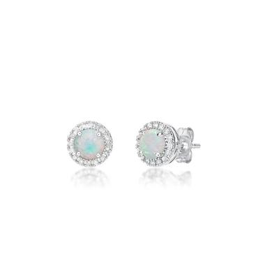 Lab Created Opal & 1/7 ct. tw. Diamond Earrings in Sterling Silver