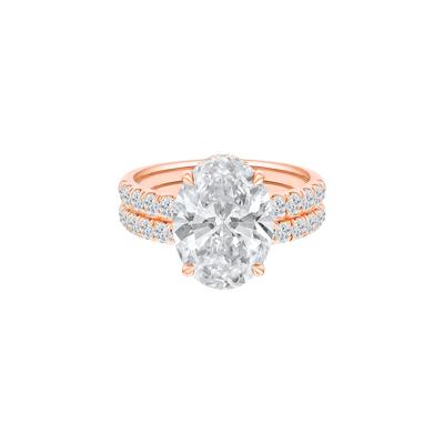 Lab Grown Diamond Oval Bridal Set in 14K Rose Gold (5 ct. tw.)