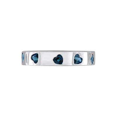 Heart-Shaped London Blue Topaz Eternity Band in Sterling Silver