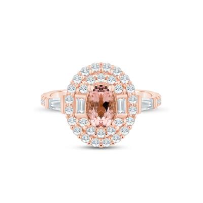 Morganite and Diamond Oval Ring in 14K Rose Gold (7/8 ct. tw.)