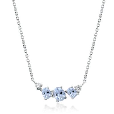 Aquamarine and Diamond Accent Pendant in 10K White Gold