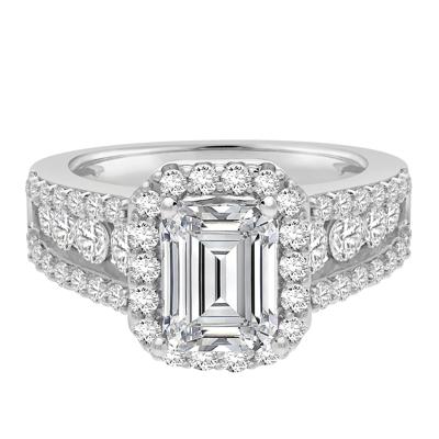Lab Grown Diamond Halo Engagement Ring in 14K White Gold (3 1/2 ct. tw.)