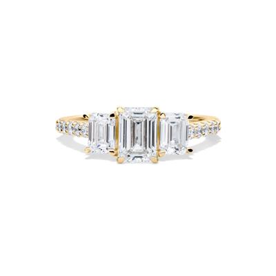 Lab Grown Diamond Emerald-Cut Three Stone Ring in 14K Yellow Gold (2 ct. tw.)