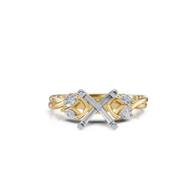 Twist Semi-Mount Engagement Ring in 14K Yellow and White Gold (1/5 ct. tw.) (Setting Only)