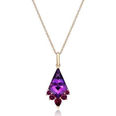 Amethyst and Rhodolite Pendant in 10K Yellow Gold