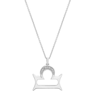 Diamond Accent Libra Pendant in Sterling Silver