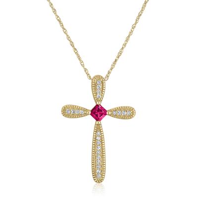 Ruby Cross Pendant in 14K Yellow Gold (1/10 ct. tw.)