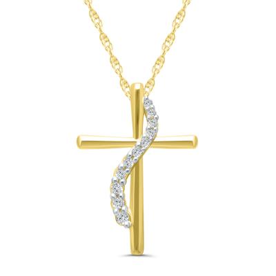 Diamond Accent Cross Pendant in 10K Yellow Gold