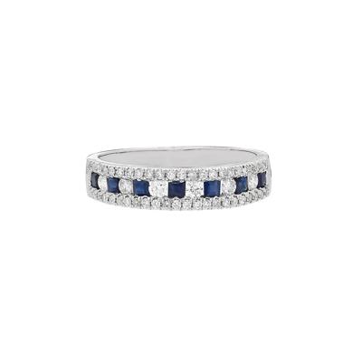Sapphire & 1/3 ct. tw. Diamond Band in 10K White Gold