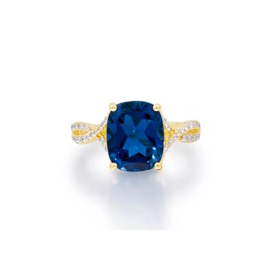 London Blue Topaz & Diamond Ring in 10K Yellow Gold (1/5 ct. tw.)