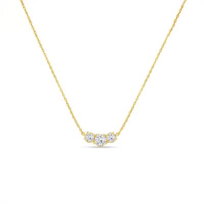 Lab Grown Diamond Three-Stone Necklace in 14K Yellow Gold (2 ct. tw.)