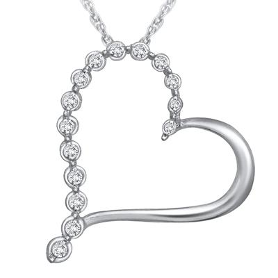 Diamond Journey Heart Pendant in 10K White Gold (1/10 ct. tw.)