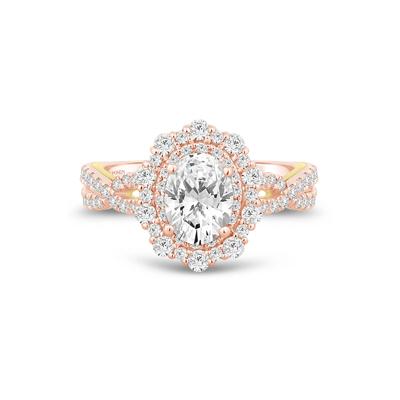 Lab Grown Diamond Double Halo Engagement Ring in 14K Rose Gold (1 3/4 ct. tw.)