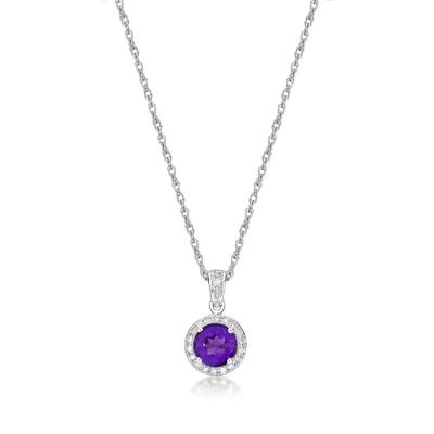 Amethyst & 1/10 ct. tw. Diamond Pendant in Sterling Silver