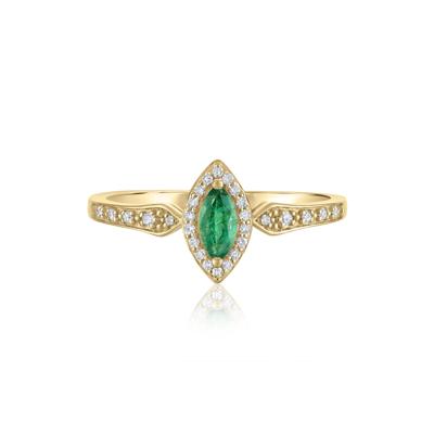 Emerald and Diamond Ring in 14K Yellow Gold (1/10 ct. tw.)