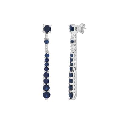 Blue Sapphire & Diamond Accent Drop Earrings in 10K White Gold
