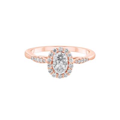 Diamond Oval Halo Engagement Ring in 10K Rose and White Gold (1/2 ct. tw.)